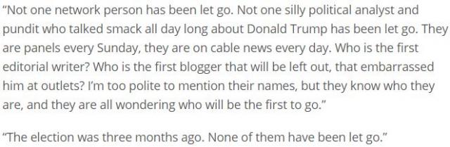 Kelly Anne says the networks should fire their reporters who did or do not support Trump