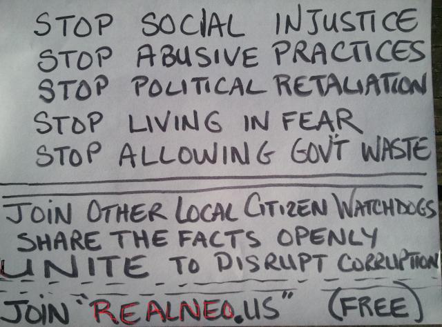 JOIN REALNEO.US UNITE TO DISRUPT CORRUPTION AND STOP SOCIAL INJUSTICES AND STOP ABUSIVE PRACTICES