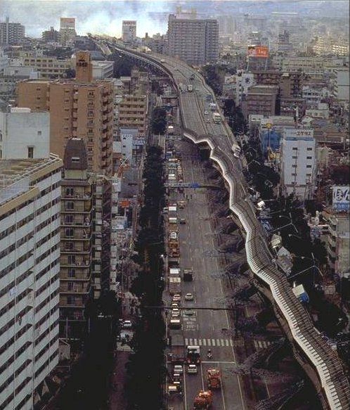 Kobe earthquake highway collapse image